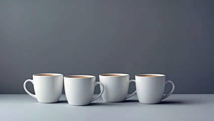 Elegant minimalist white coffee cups on grey background