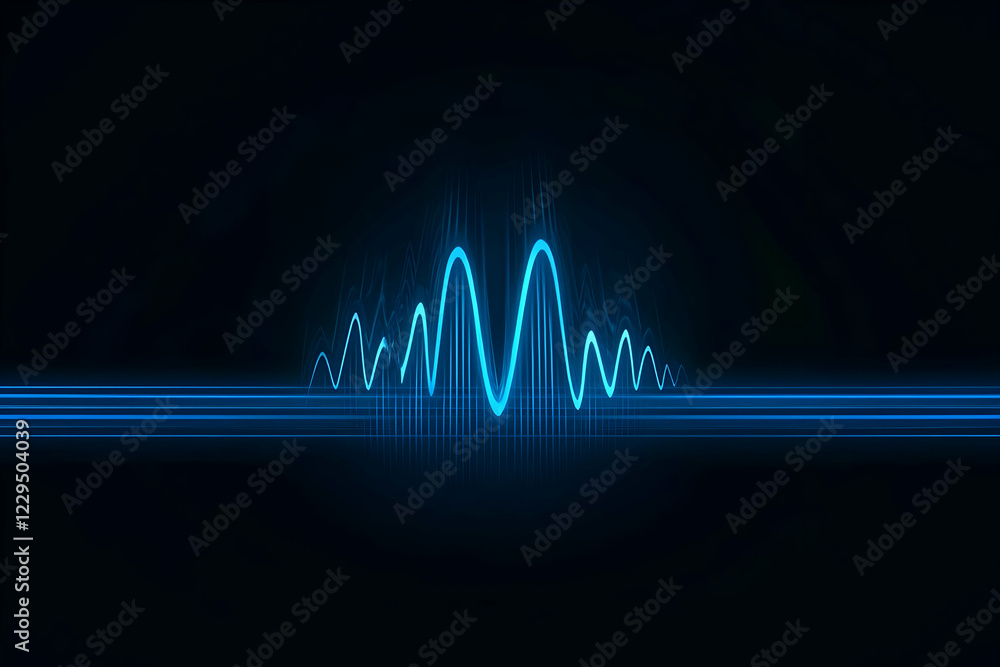 Poster blue sound wave abstract background design with flowing lines