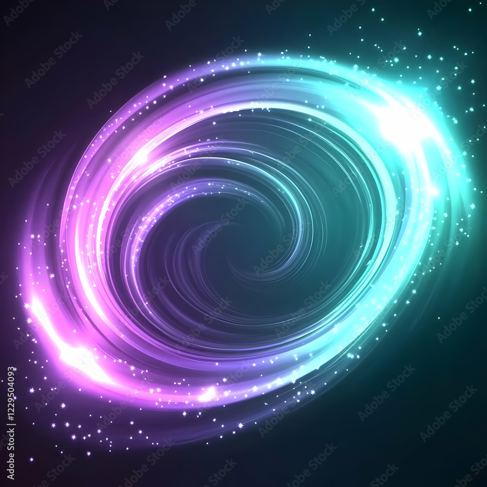 Poster abstract swirling light trails background creates a dynamic visual with vibrant colors and sparkling