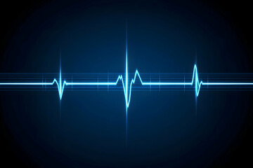 Glowing Blue Heartbeat Line Shows Vital Signs Pulse and Rhythm on Dark Background