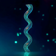 Fototapeta premium Glowing Spiral Structure Shines Brightly in a Dark Environment with Small Particles