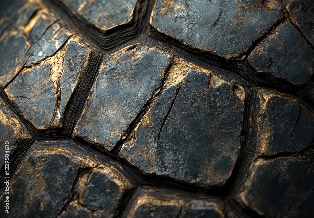 Aufkleber detailed close-up of textured rock surface with cracks and lines capturing earthy tones and natural 