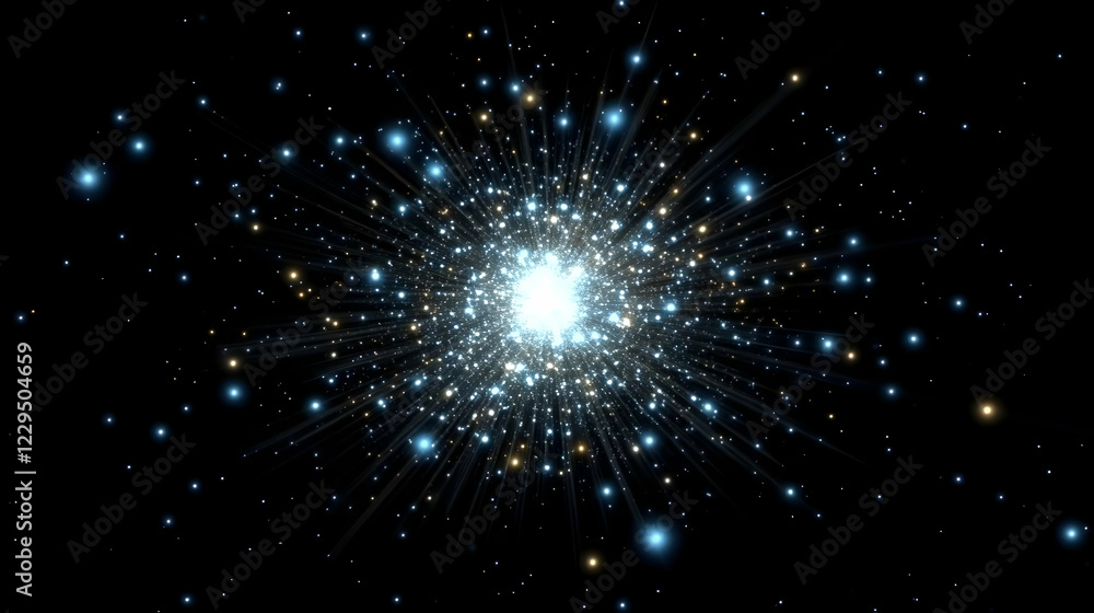Aufkleber bright light explodes with particles and sparkles on a black background abstract illustration