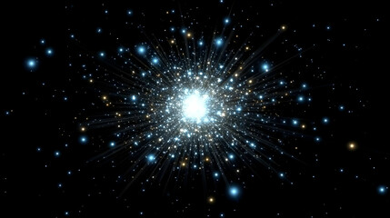 Fototapeta premium Bright Light Explodes with Particles and Sparkles on a Black Background Abstract Illustration