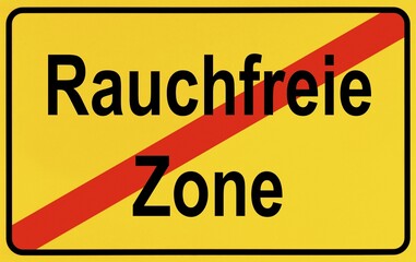 End of town sign, symbolic image for the end of No Smoking zones, Rauchfreie Zone
