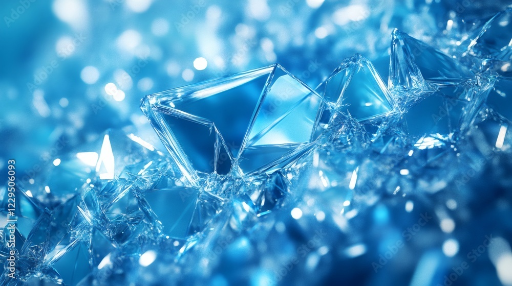 Fototapete blue abstract background with sharp fragmented shapes scattered across like glass shards creating a 