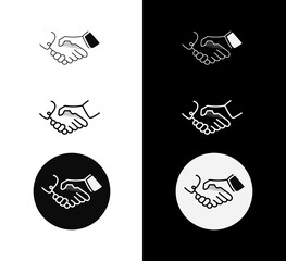 Business Handshake Icon – Monoline Custom Hand-Drawn Style with Editable Stroke. Partnership and Collaboration Illustration.