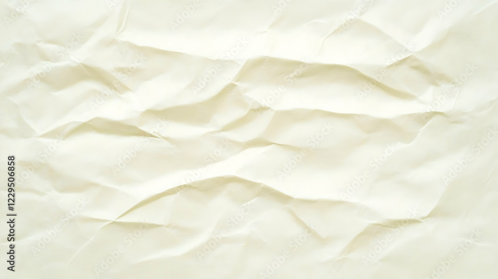 Poster crumpled white paper background forms an abstract texture