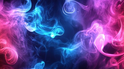 Obraz premium A cool background featuring swirling smoke with neon highlights, giving a mysterious and modern look, perfect for digital artwork.