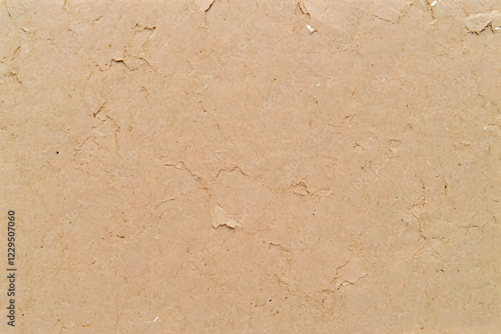 Poster close-up of textured beige handmade paper shows fibers and subtle color variations evenly.