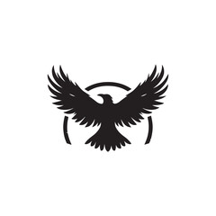 raven silhouette vector line art logo