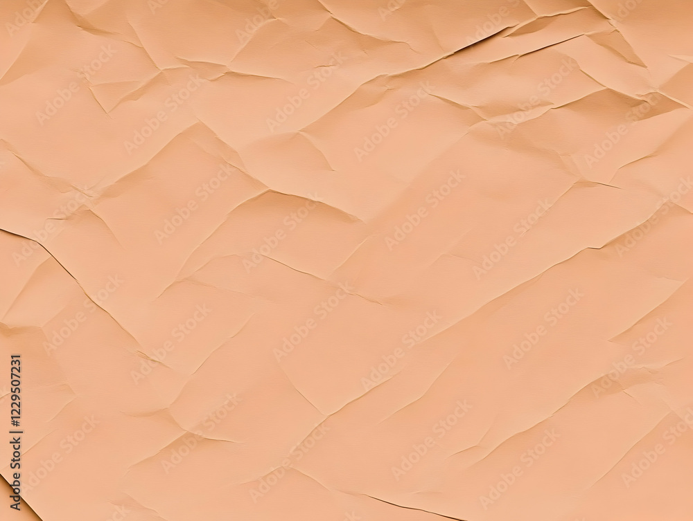 Poster beige crumpled paper texture forms an abstract textured background, ideal for design projects.