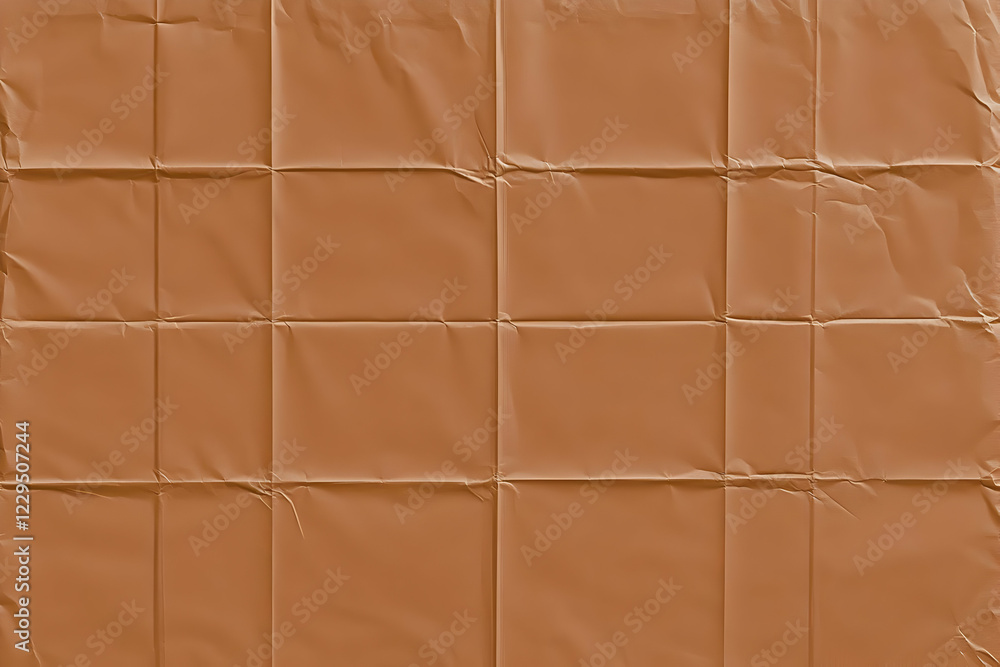Poster brown folded paper creates textured background with creases and folds uniformly distributed