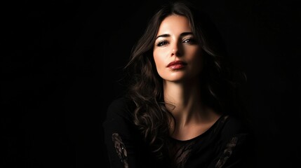 Elegant Portrait of a Woman with Dark Hair and Soft Light