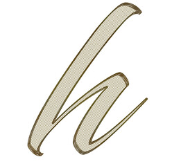 gold, small 3D letter with metal mesh inside