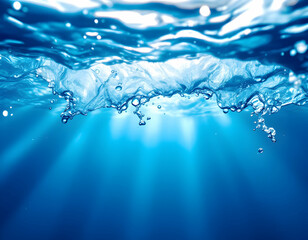 Obraz premium Underwater Background Seamless Loop - Tranquil Ocean Atmosphere. This picture presents a seamless loop of an underwater scene with soft, flowing water and light filtering through the ocean surface.