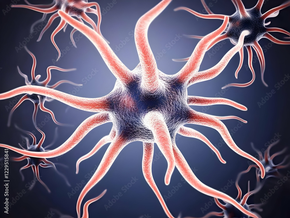 Poster microscopic view of activated dendritic cells interacting in the immune system