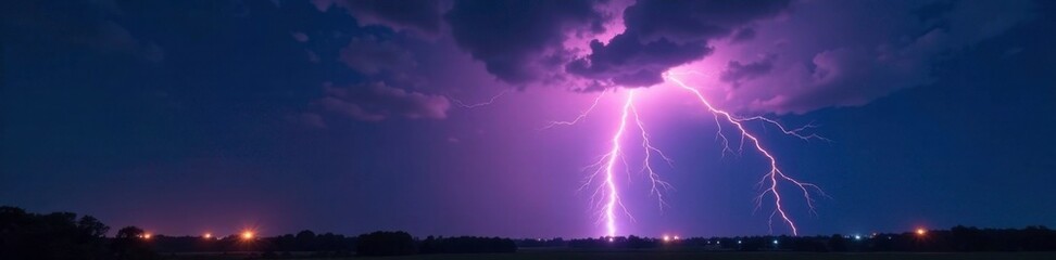 The sky is ablaze with lightning and electricity on a stormy night, dark, sky