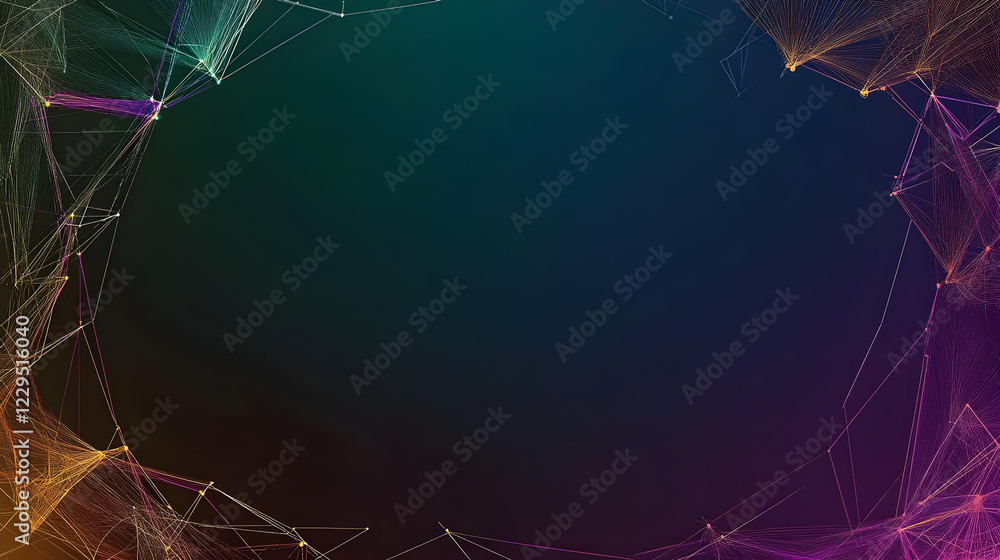 Poster Abstract Background Forms Frame with Connecting Lines and Nodes on a Dark Gradient