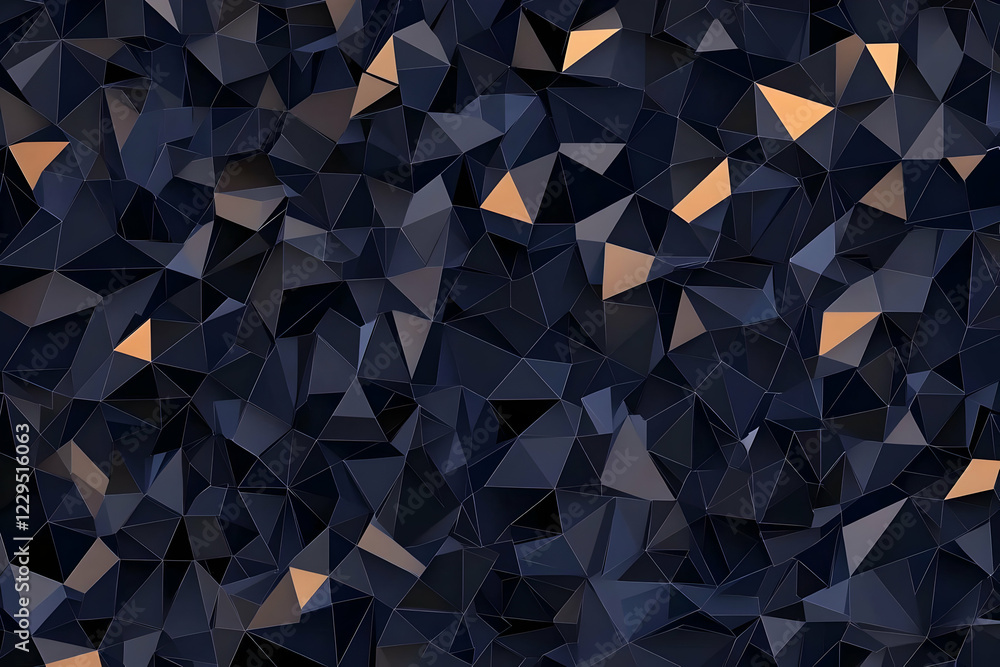 Poster Abstract Dark Triangular Background Forms a Complex Geometric Structure with Copper Accents.
