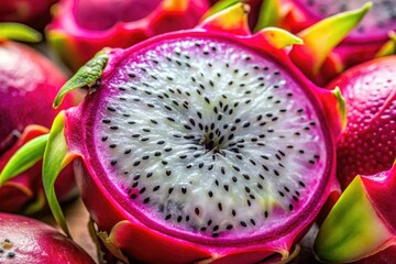Vibrant pink pitaya: exotic superfood. Close-up reveals its unique texture. Healthy and delicious.