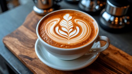 Intricate latte art delight for coffee enthusiasts
