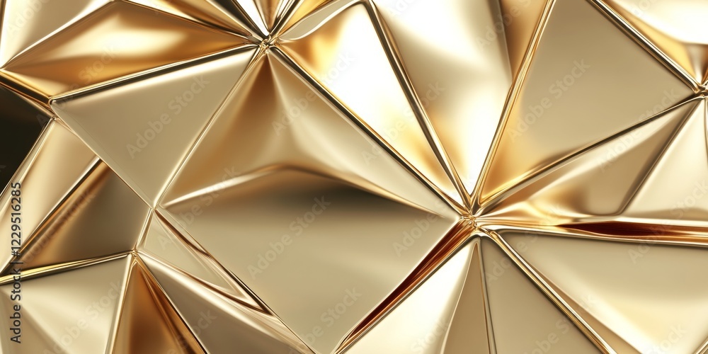 Poster abstract golden geometric background, dynamic composition with sharp edges and luminous colors