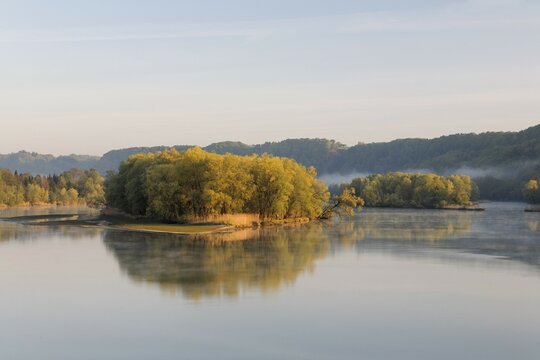 Inn river in Marktl, Upper Bavaria, Germany, Europe