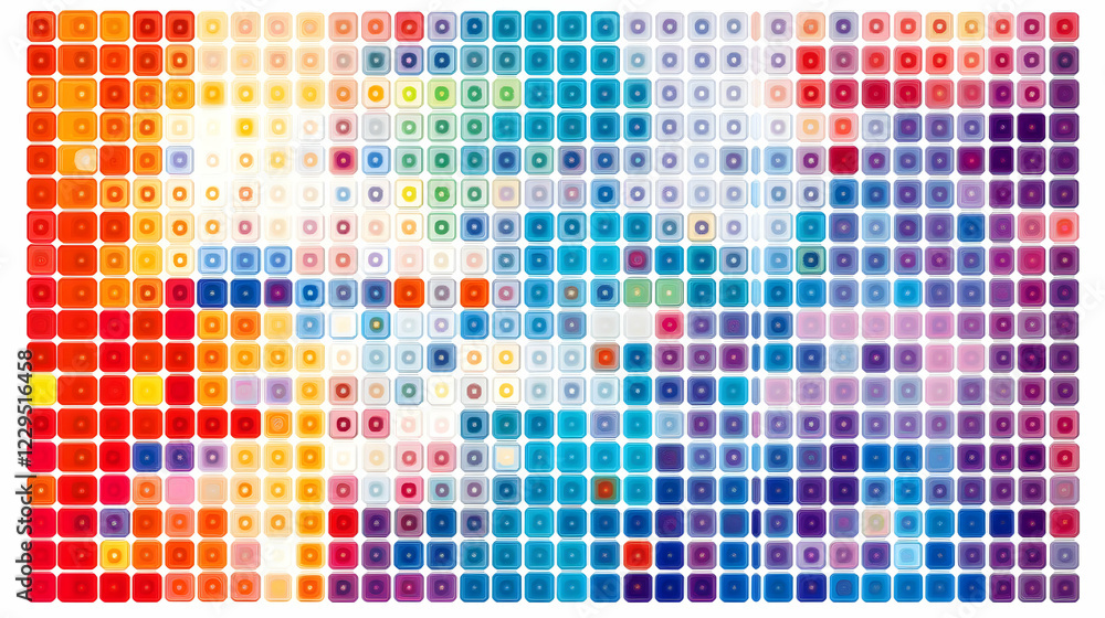 Poster abstract mosaic background creates colorful pattern with rounded squares and subtle texture, vivid c