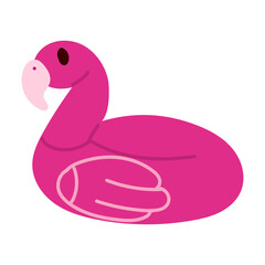 Flamingo swimming circle. Inflatable rubber ring in the shape of a pink flamingo. A mattress for swimming. Summer theme. A subject denoting rest and tropical vacations