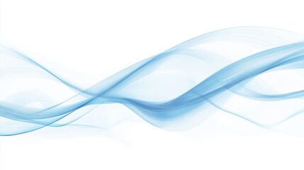 Abstract blue wave lines on a white background, creating a sense of motion and tranquility in a minimalist design.