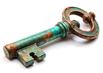Vintage Key Macro Photo, Antique Key Close-up, Detailed Old Key