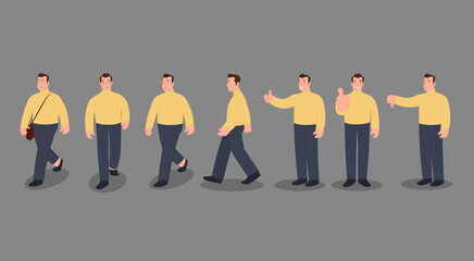 A Man in different poses and expressions. Vector illustration