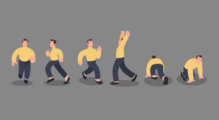 A Man running in different views. Vector illustration
