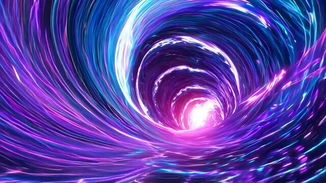 Futuristic Space-Time Wormhole with Neon Swirls - made with Generative AI
