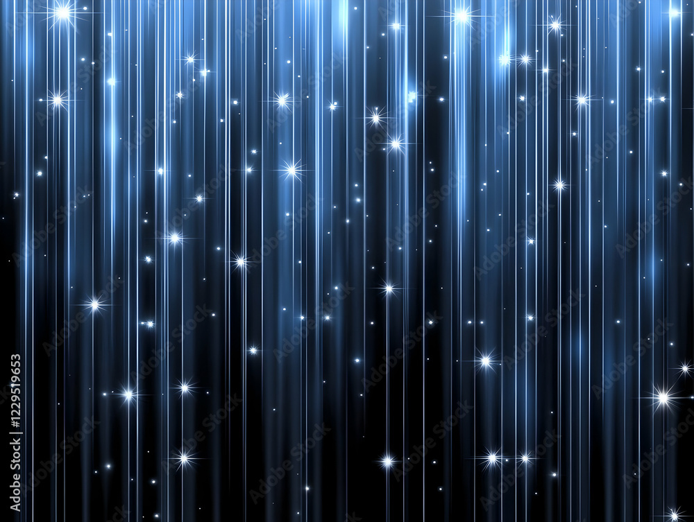 Poster abstract background with glowing vertical lines and sparkling stars creates elegant design