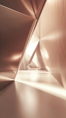 Abstract geometry tunnel perspective in golden light.