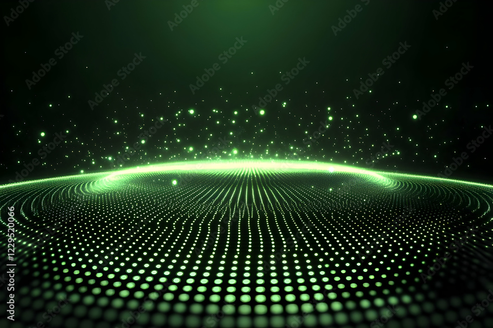 Poster green particle grid abstract background creates a futuristic and technological atmosphere dynamicall