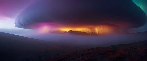 An imaginative landscape glowing in colors beyond description invoking creativity