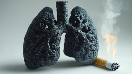 Impact of smoking on health artistic representation of damaged lungs studio digital