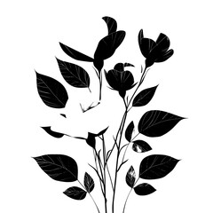 Abstract stylized roses with geometric leaves, clean lines, and a modern artistic vector composition.