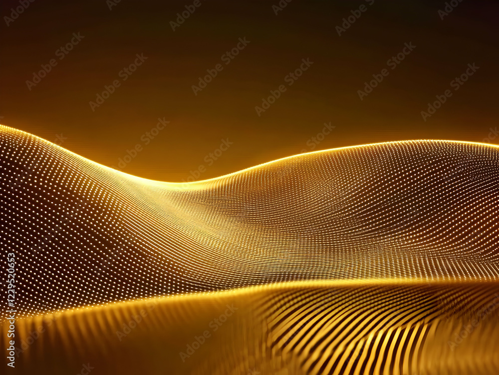 Poster abstract golden landscape flows smoothly across a dark background with elegant textures