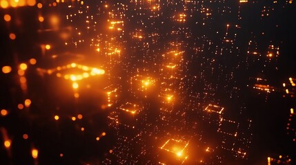Abstract glowing cubes pattern with shallow depth of field.