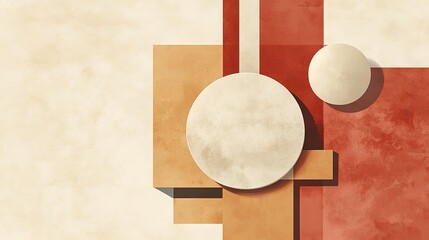 Abstract Geometric Composition. Geometric shapes in shades of orange and beige.