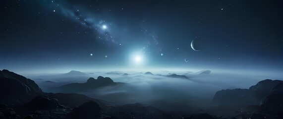 An imaginative portrayal of planets designed to showcase enchanting experiences created through starlight