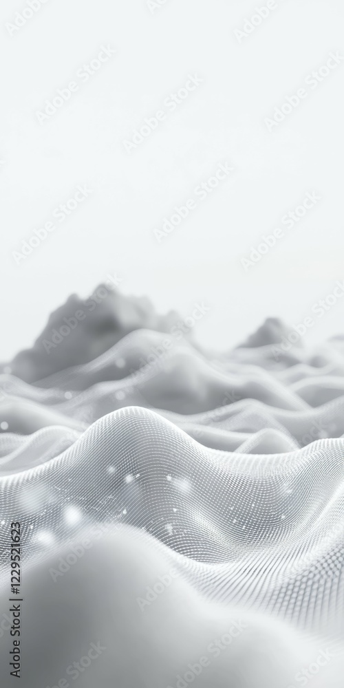 Aufkleber abstract minimalist white mesh waves creating a serene 3d visual art texture in monochrome