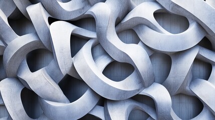 Abstract gray background of three-dimensional curved shapes.
