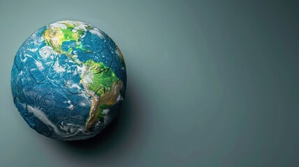 Fototapeta premium A detailed globe showcasing the Americas with vibrant colors against a muted background