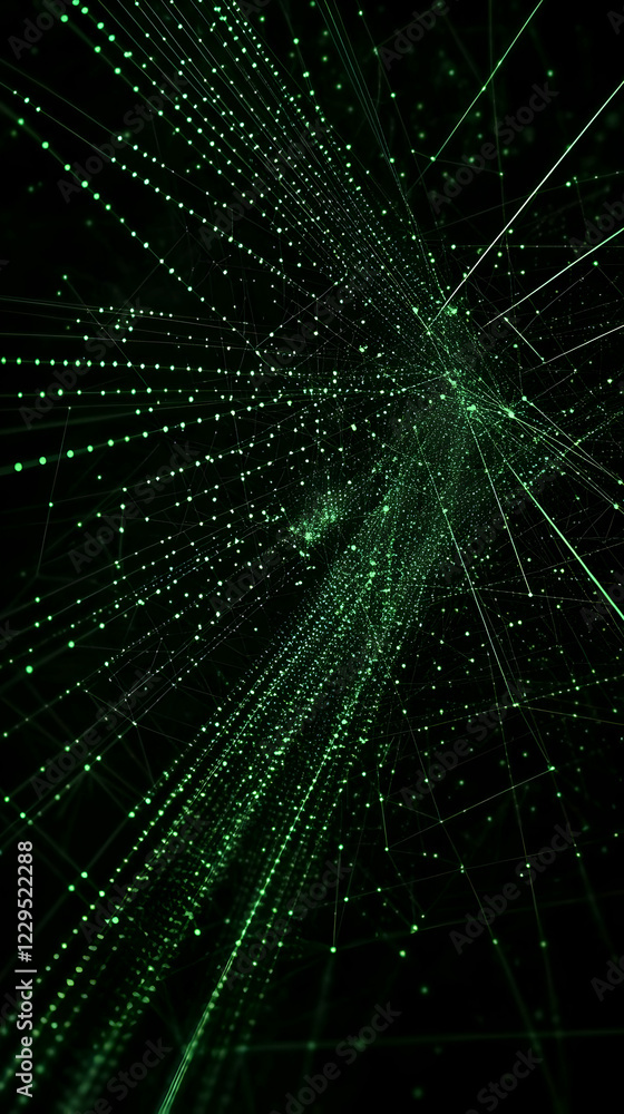 Aufkleber abstract green network background connects dots and lines dynamically in digital space