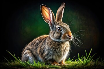 Fototapeta premium Wild Rabbit Sketch Photorealistic Render